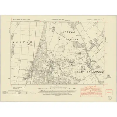 1950 Map of Suffolk XXXIII.NE, 1952 Print