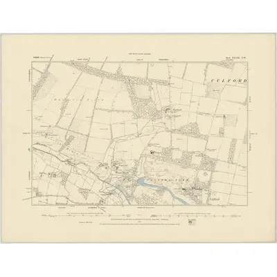 1881 Map of Suffolk XXXIII.NW, 1884 Print