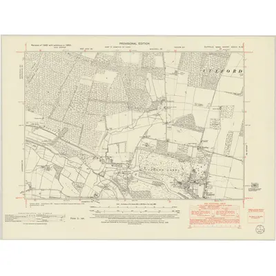 1950 Map of Suffolk XXXIII.NW, 1952 Print