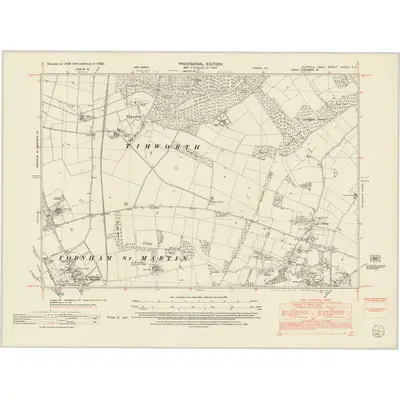 1950 Map of Suffolk XXXIII.SE, 1952 Print