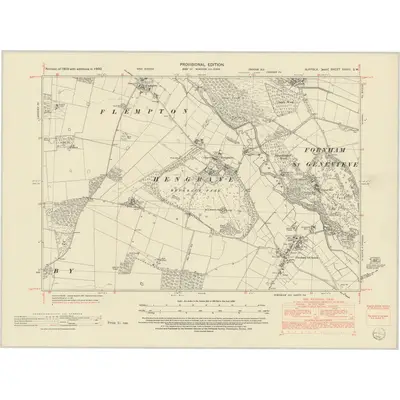 1950 Map of Suffolk XXXIII.SW, 1952 Print