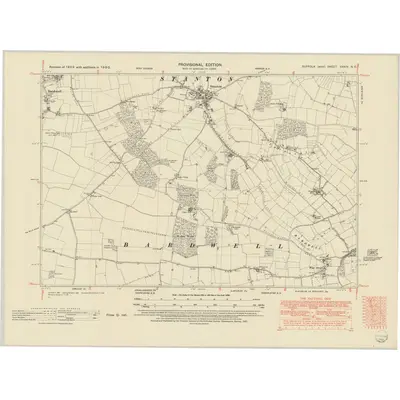1950 Map of Suffolk XXXIV.NE, 1952 Print