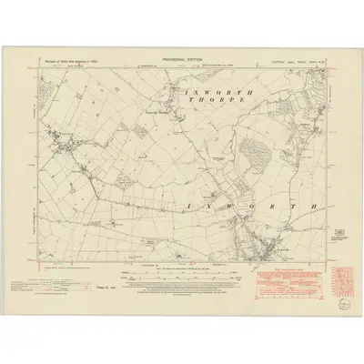 1950 Map of Suffolk XXXIV.NW, 1952 Print