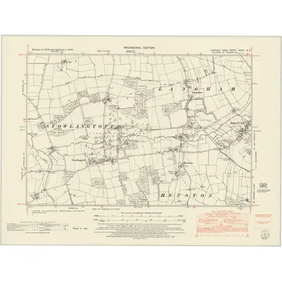 1950 Map of Suffolk XXXIV.SE, 1952 Print