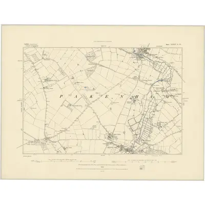1882 Map of Suffolk XXXIV.SW, 1883 Print