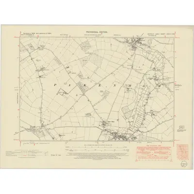 1950 Map of Suffolk XXXIV.SW, 1952 Print