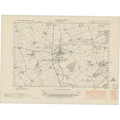 1947 Map of Suffolk XXXIX.NW, 1951 Print