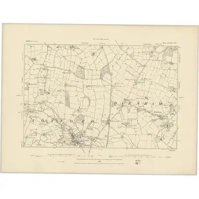 1883 Map of Suffolk XXXIX.SW, 1885 Print