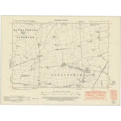 1950 Map of Suffolk XXXV.NE, 1952 Print