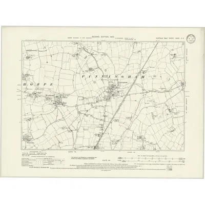 1903 Map of Suffolk XXXV.SE, 1933 Print