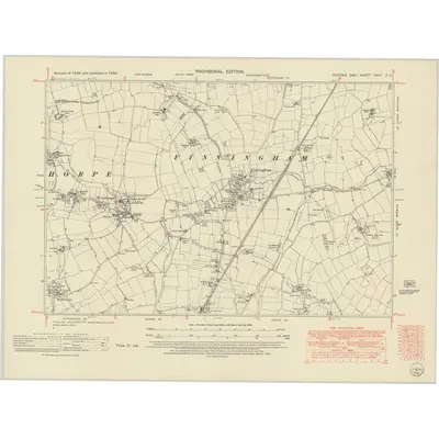 1950 Map of Suffolk XXXV.SE, 1952 Print