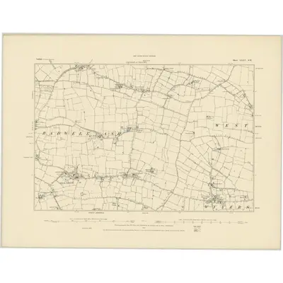 1884 Map of Suffolk XXXV.SW, 1885 Print