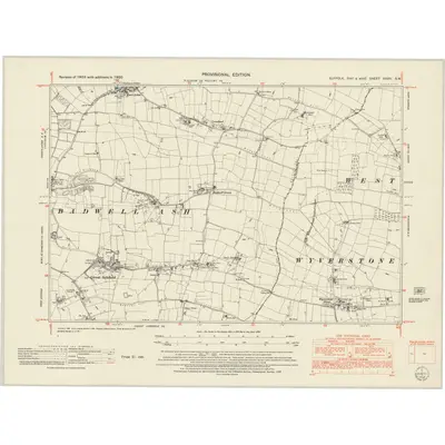 1950 Map of Suffolk XXXV.SW, 1952 Print