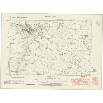 1938 Map of Suffolk XXXVI.NE, 1947 Print