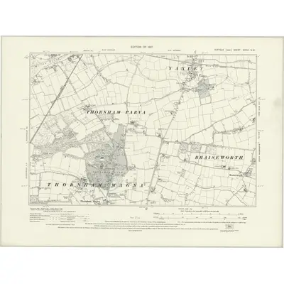 1925 Map of Suffolk XXXVI.NW, 1927 Print