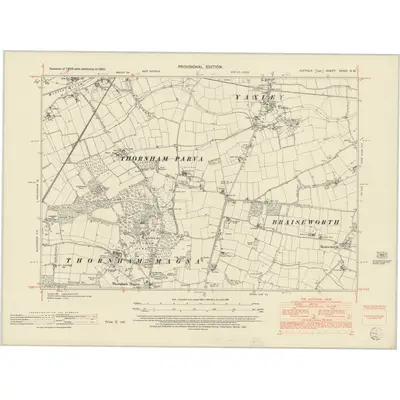 1950 Map of Suffolk XXXVI.NW, 1952 Print
