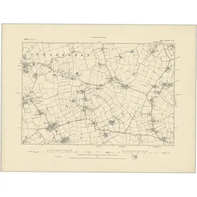 1884 Map of Suffolk XXXVII.NE, 1885 Print