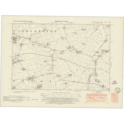 1949 Map of Suffolk XXXVII.NE, 1951 Print