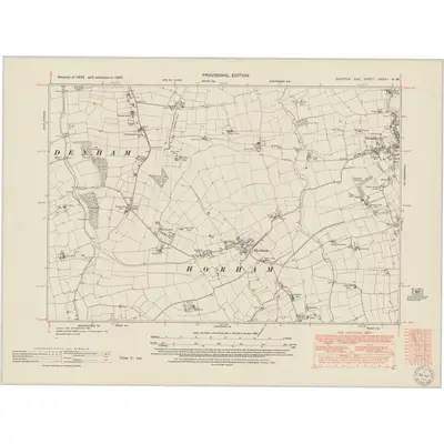 1947 Map of Suffolk XXXVII.NW, 1951 Print