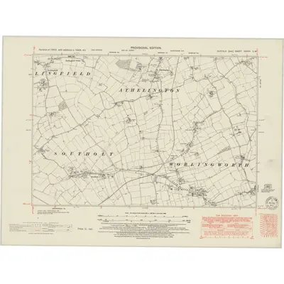 1946 Map of Suffolk XXXVII.SW, 1950 Print