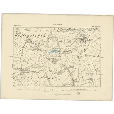 1882 Map of Suffolk XXXVIII.NE, 1884 Print