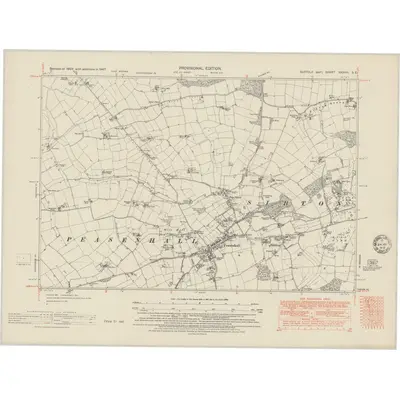 1947 Map of Suffolk XXXVIII.SE, 1951 Print