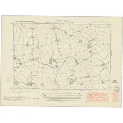 1947 Map of Suffolk XXXVIII.SW, 1951 Print