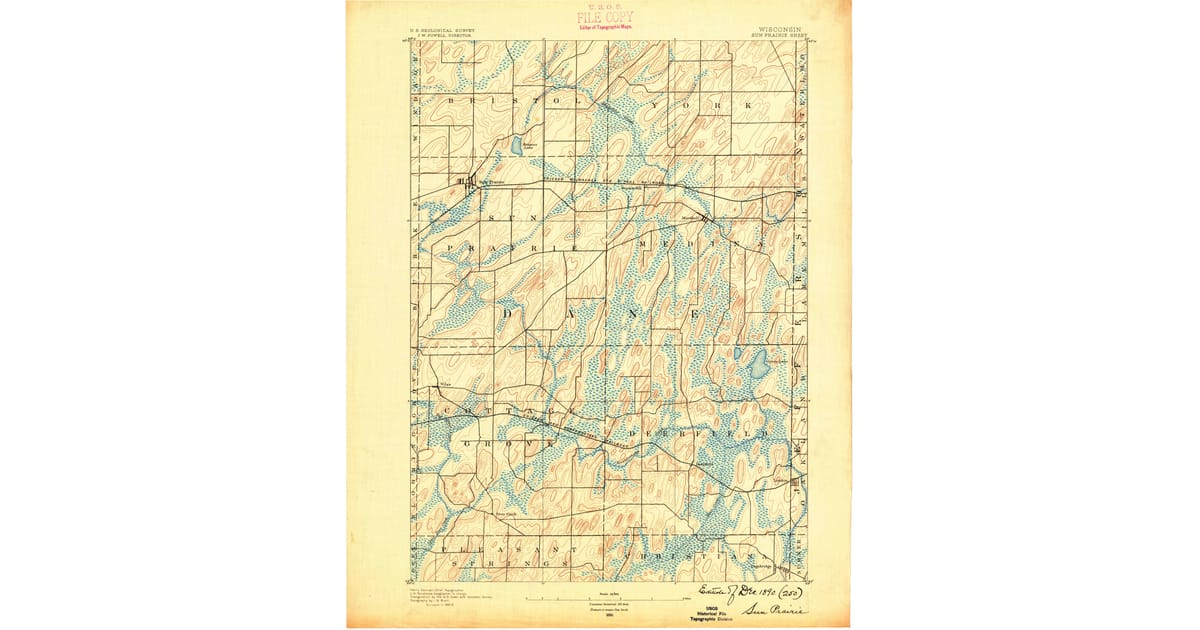 Old Maps of Cambridge WI for Academic - Sun Prairie Dane County Wi Usgs Topo 1890 Og 1200x630 
