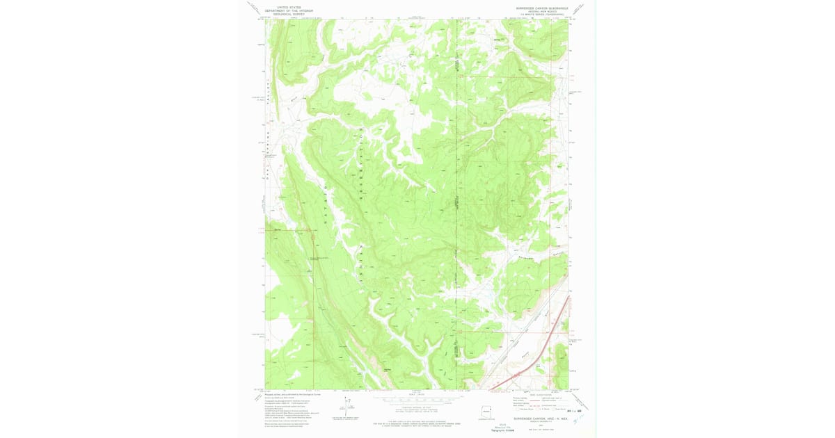 1971 Map of Surrender Canyon, Apache County, AZ — High-Res | Pastmaps