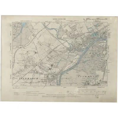 1891 Map of Surrey I.SE, 1898 Print