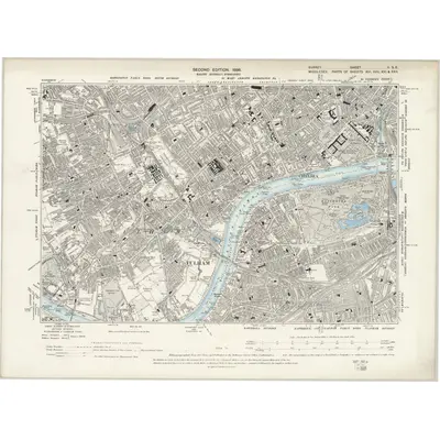 1893 Map of Surrey II.SE, 1898 Print