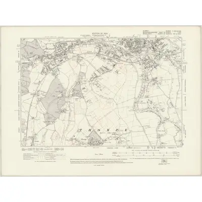 1912 Map of Surrey V.SW, 1920 Print