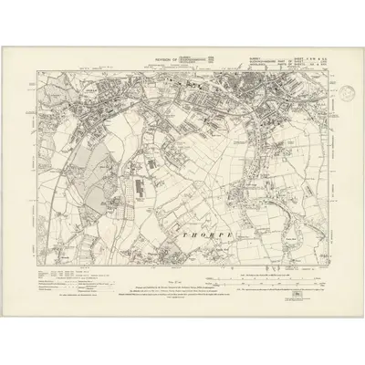 1934 Map of Surrey V.SW, 1937 Print