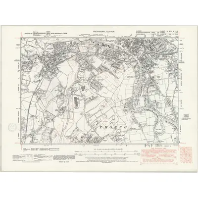 1938 Map of Surrey V.SW, 1947 Print