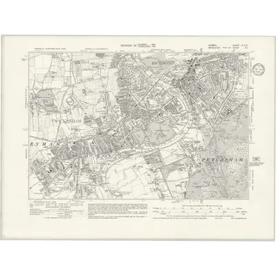 1933 Map of Surrey VI.NE, 1935 Print