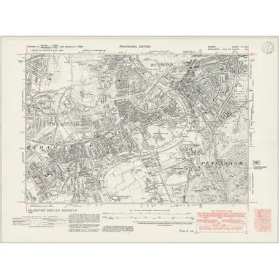1938 Map of Surrey VI.NE, 1946 Print