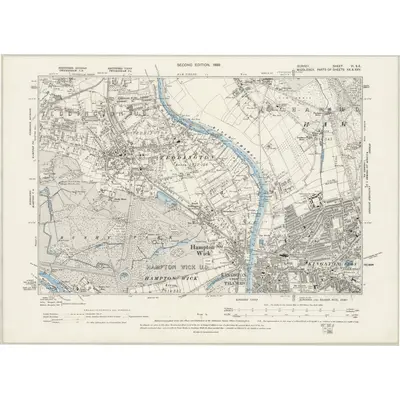 1893 Map of Surrey VI.SE, 1899 Print