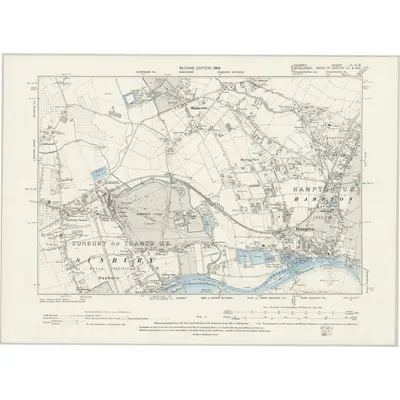 1894 Map of Surrey VI.SW, 1899 Print