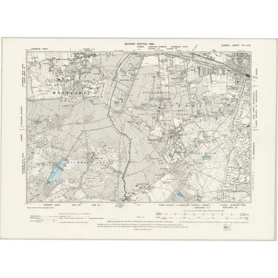 1891 Map of Surrey VII.NW, 1899 Print