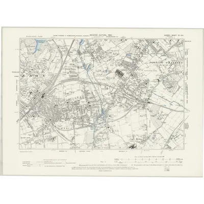 1893 Map of Surrey VII.SE, 1899 Print
