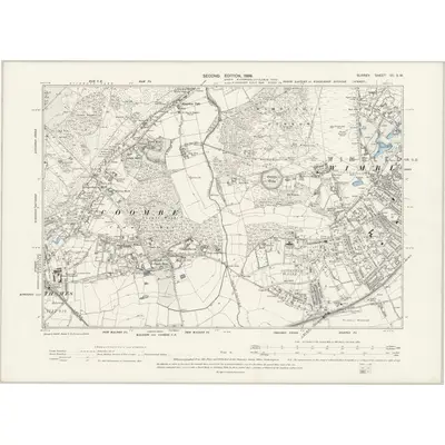 1893 Map of Surrey VII.SW, 1899 Print