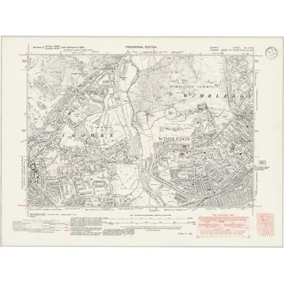 1938 Map of Surrey VII.SW, 1946 Print
