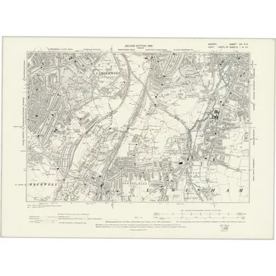 1893 Map of Surrey VIII.NE, 1898 Print