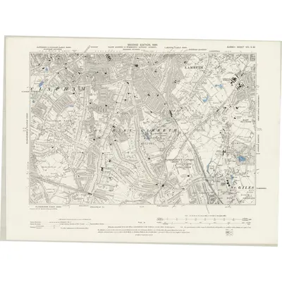 1893 Map of Surrey VIII.NW, 1899 Print