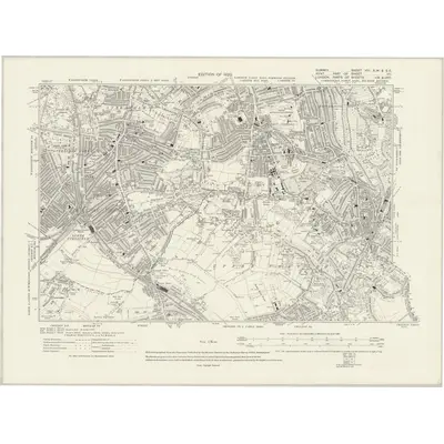 1910 Map of Surrey VIII.SW & SE, 1920 Print