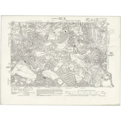1933 Map of Surrey VIII.SW & SE, 1937 Print