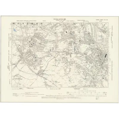 1893 Map of Surrey VIII.SW, 1898 Print
