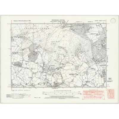 1938 Map of Surrey X.SE, 1946 Print