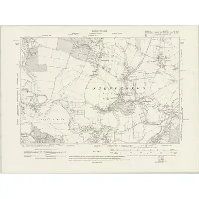 1912 Map of Surrey XI.NE, 1920 Print