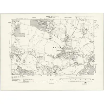 1934 Map of Surrey XI.NE, 1936 Print